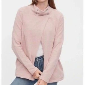 Gap Maternity Nursing Snap Sweatshirt Sz M Pink Pockets Tweeded Casual Cardigan